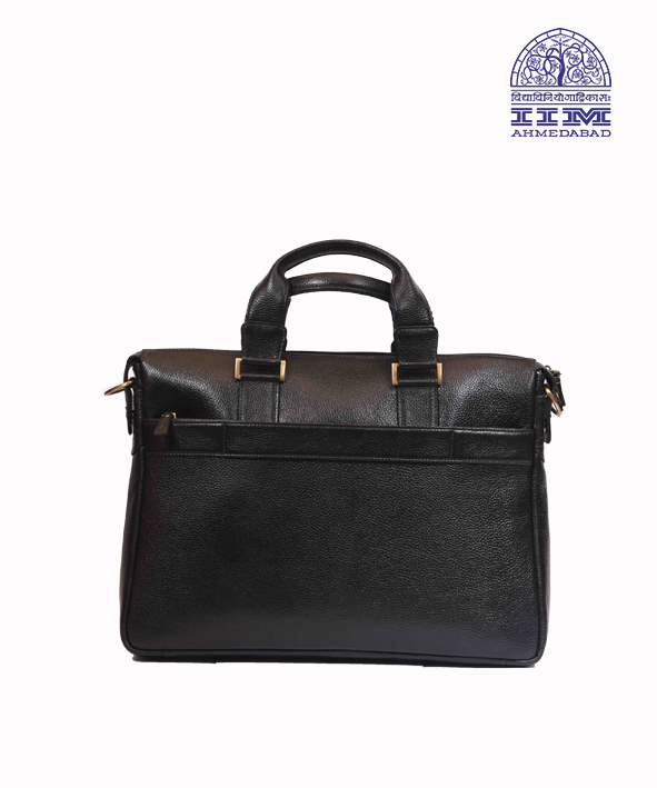Laptop Bag Leather With Canvas Trim Black