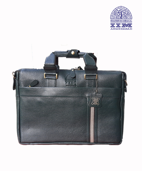 Laptop Bag Leather With Canvas Trim Green