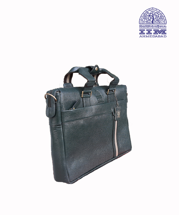 Laptop Bag Leather With Canvas Trim Green