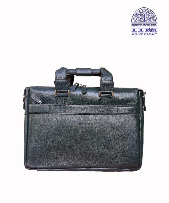 Laptop Bag Leather With Canvas Trim Green