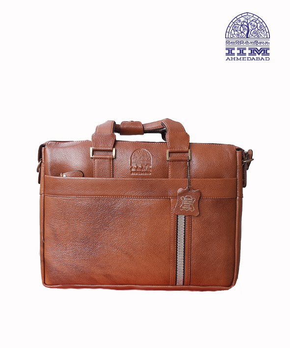 Laptop Bag Leather With Canvas Trim Tan