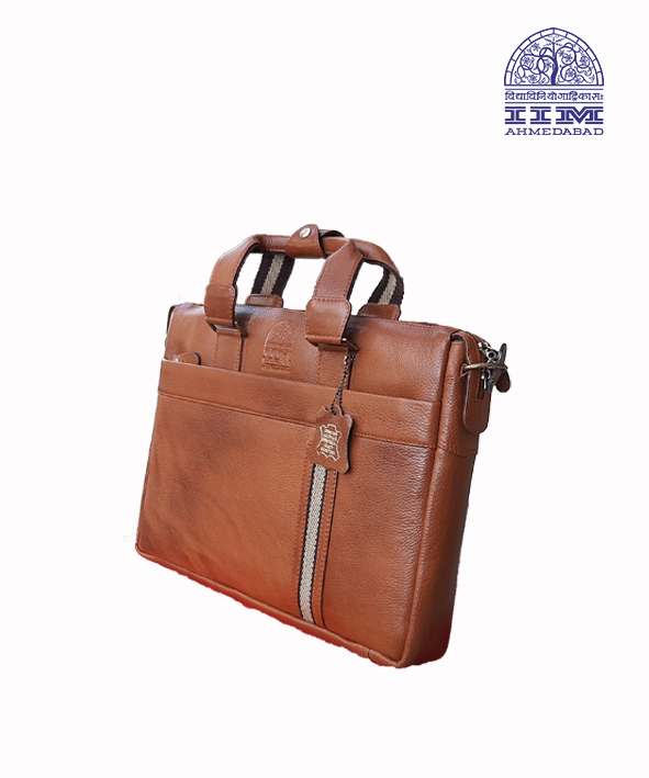 Laptop Bag Leather With Canvas Trim Tan