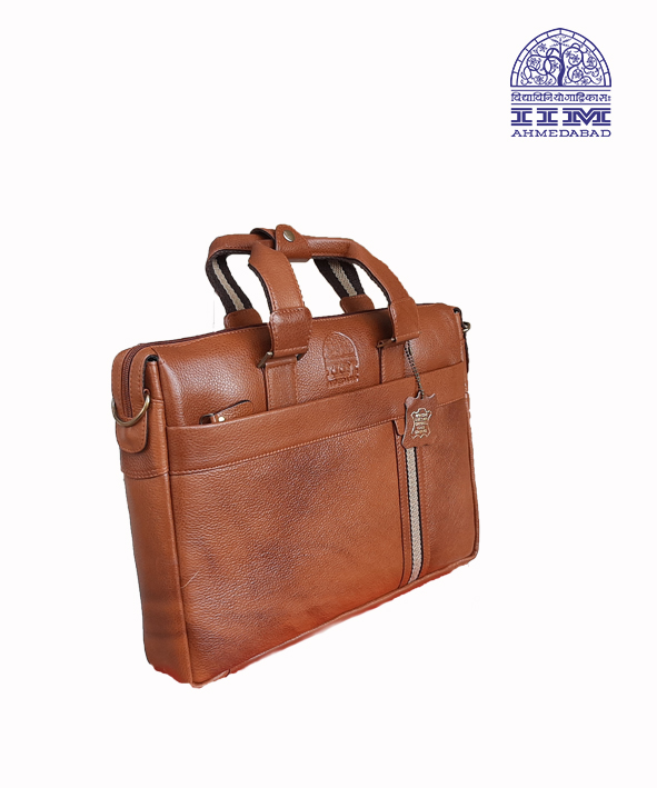 Laptop Bag Leather With Canvas Trim Tan