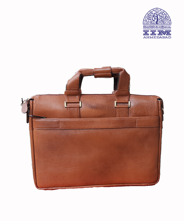 Laptop Bag Leather With Canvas Trim Tan