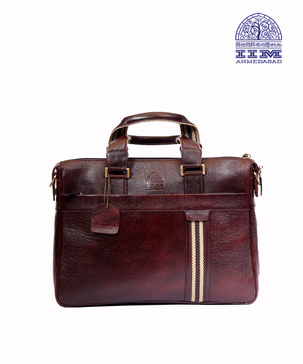 Laptop Bag Leather With Canvas Trim Brown