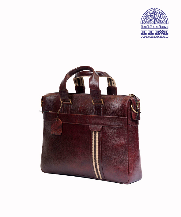 Laptop Bag Leather With Canvas Trim Brown