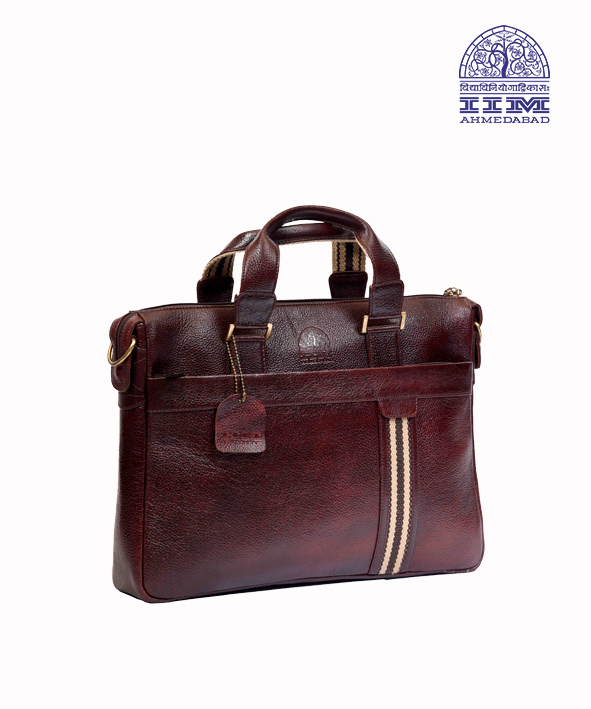 Laptop Bag Leather With Canvas Trim Brown