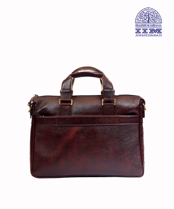 Laptop Bag Leather With Canvas Trim Brown