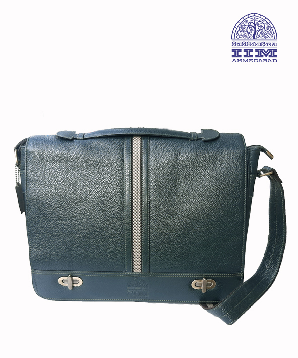 Messenger Laptop Bag Leather With Canvas Trim Green