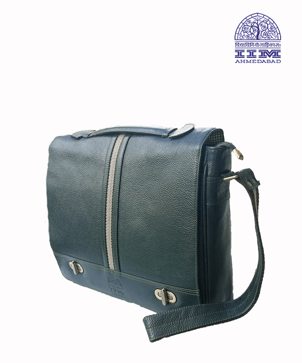 Messenger Laptop Bag Leather With Canvas Trim Green
