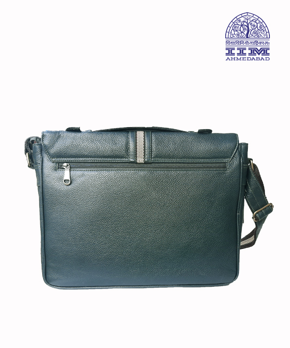 Messenger Laptop Bag Leather With Canvas Trim Green