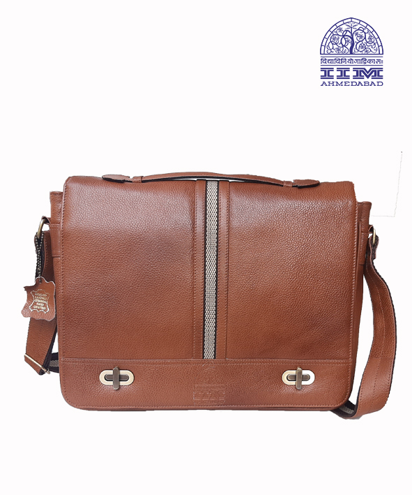 Messenger Laptop Bag Leather With Canvas Trim Tan