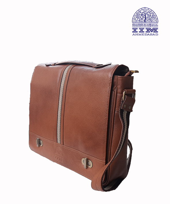 Messenger Laptop Bag Leather With Canvas Trim Tan
