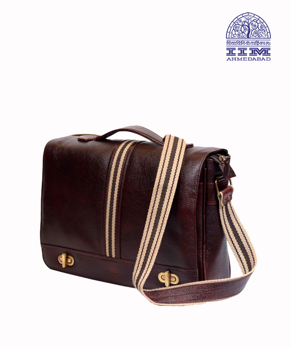 Messenger Laptop Bag Leather With Canvas Trim Brown