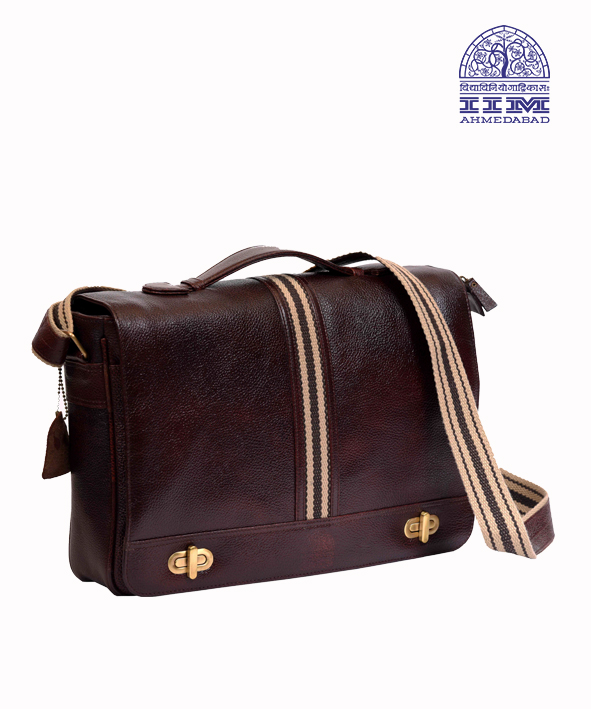Messenger Laptop Bag Leather With Canvas Trim Brown