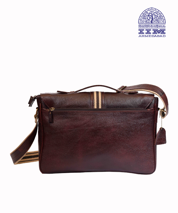 Messenger Laptop Bag Leather With Canvas Trim Brown